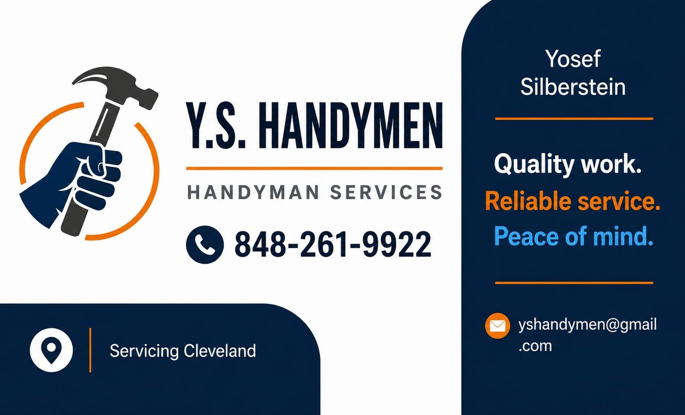 Y.S. Handymen business card — Yosef Silberstein, servicing Cleveland